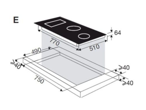 Kích thước bếp từ Brandt 4 vùng nấu BPI184HUB lắp âm