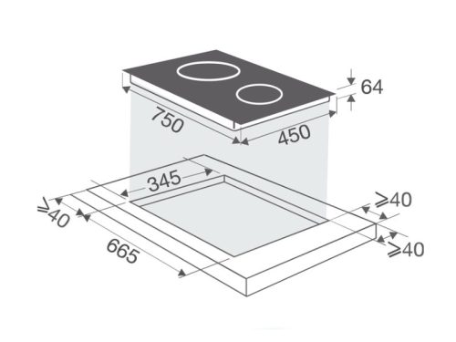 Kích thước bếp từ đôi Brandt BPI272UBL lắp âm