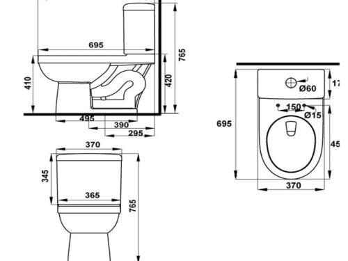 Kích thước bồn cầu 2 khối Compact Hafele 588.79.404