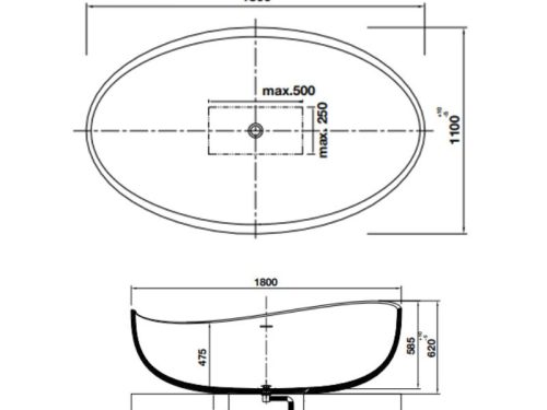 Kích thước bồn tắm đặt sàn HVN8015 Hafele 588.87.600