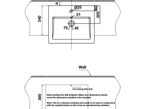 Kích thước chậu lavabo bán âm Sapporo Hafele 588.79.040