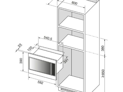 Kích thước lò vi sóng mini 26L Brandt BMS7120X