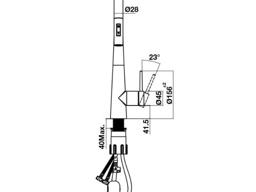Kích thước mặt sau vòi rửa bát Hafele HT24-SH1P417-BR 570.85.041 có dây rút