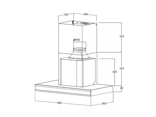 Kích thước máy hút mùi áp tường Brandt AD1200X
