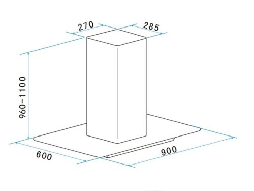 Kích thước máy hút mùi đảo Brandt BHI1944IX