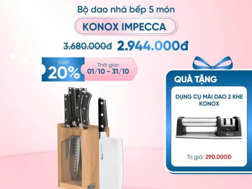 Khuyến mãi bộ dao làm bếp cao cấp 5 món Konox Impecca
