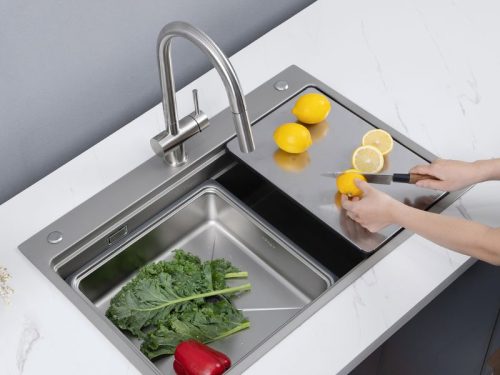 Ảnh thực tế chậu rửa bát 1 hố Kluger KWF8161FS-S76 Plus