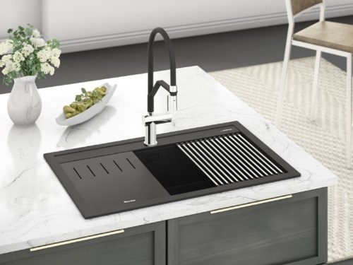 Ảnh thực tế chậu rửa bát đá 1 hố Konox Terra 790S Black