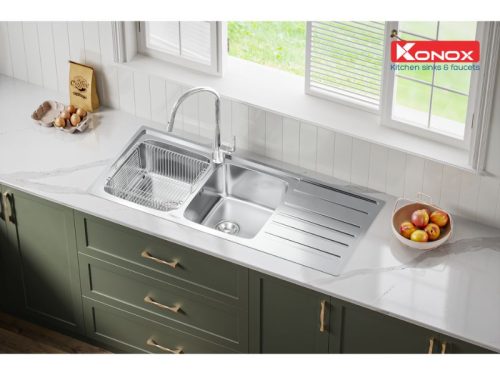 Ảnh thực tế chậu rửa chén bát Konox Artusi KS11650 1D Bàn phải