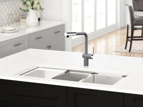 Ảnh vòi rửa bát nóng lạnh Konox Stella Grey có dây rút