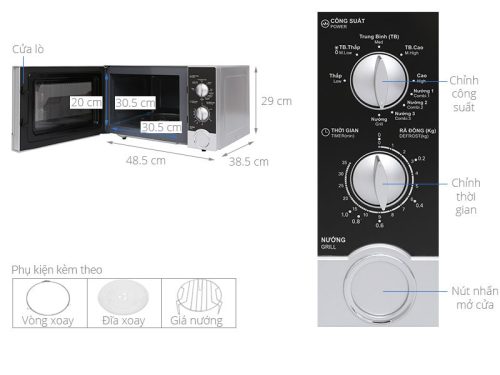 Chi tiết lò vi sóng mini 23L Sharp R-G302VN-S