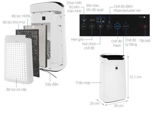 Chi tiết máy lọc không khí Sharp FP-J60E-W