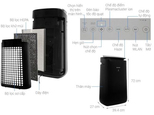 Chi tiết máy lọc không khí Sharp FP-J80EV-H