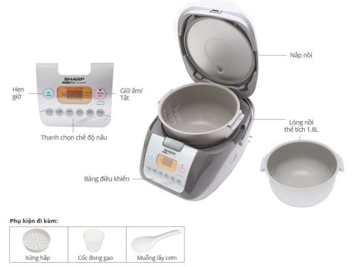 Chi tiết nồi cơm điện 1.8L Sharp KS-COM19V