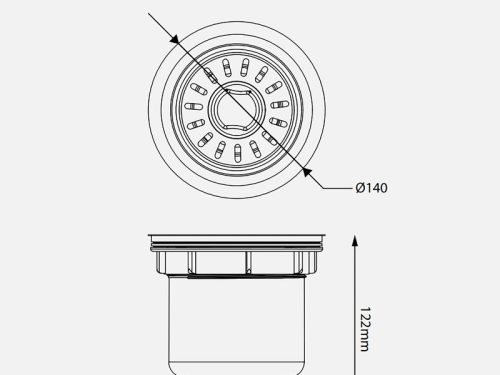 Kích thước bát rác inox Kluger KS-501DN145
