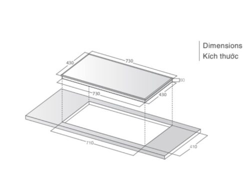 Kích thước bếp từ đôi Lorca LCI 809 lắp âm