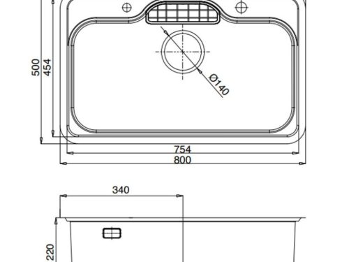 Chậu rửa bát 1 hố Kluger KW8151FS-S80 5 Kích thước chậu rửa bát 1 hố Kluger KW8151FS-S80