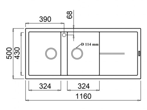 Chậu rửa bát Konox Granite Livello Smart 1160 Grey 3 Kích thước chậu rửa bát Konox Granite Livello Smart 1160 Grey