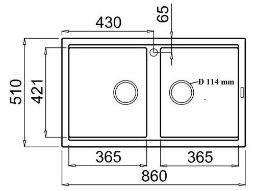 Kích thước chậu rửa bát Konox Granite Sink Phoenix Smart 860 Black