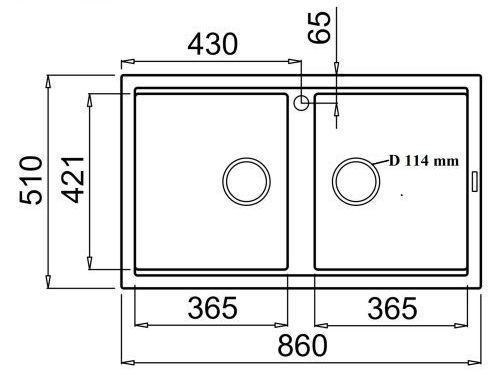 Kích thước chậu rửa bát Konox Granite Sink Phoenix Smart 860 White Silver