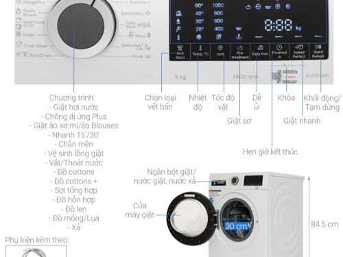 Kích thước máy giặt Bosch 9 kg WGA14400SG Serie 4