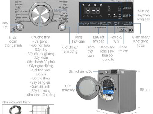 Kích thước máy sấy bơm nhiệt LG 10.5kg DVHP50P BPTPEVN