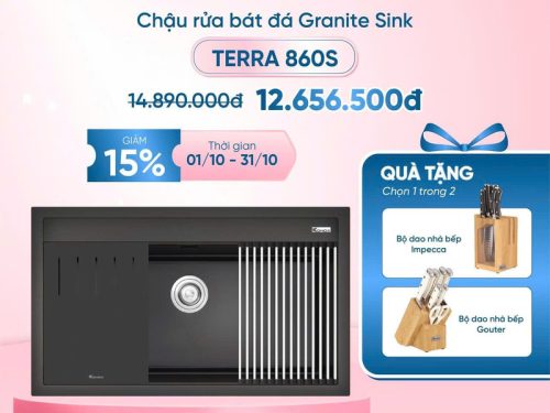 Khuyến mãi chậu rửa bát đá 1 hố Konox Terra 860S