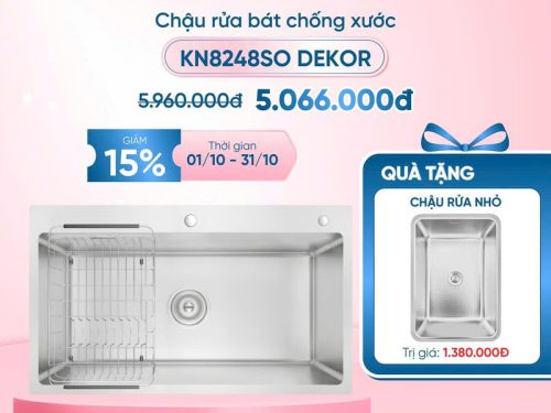 Khuyến mãi chậu rửa bát inox 1 hố Konox KN8248SO Dekor