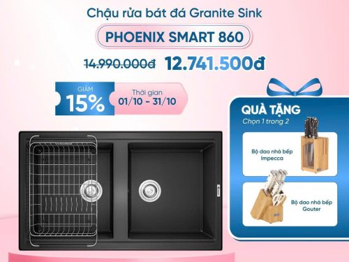 Khuyến mãi chậu rửa bát Konox Granite Sink Phoenix Smart 860 Black