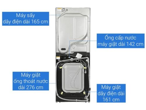 Mặt sau tháp giặt sấy LG giặt 25kg - sấy 17kg WT2517NHEG ABGPEVN