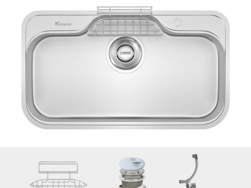 Phụ kiện chậu rửa bát inox 1 hố Konox TARI 9051SR Basic