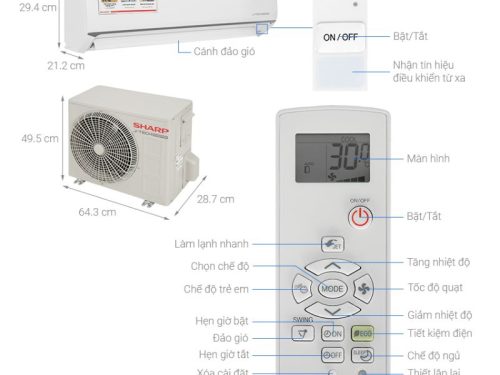Thông số điều hoà Sharp 1 chiều Inverter AH-X10ZEW