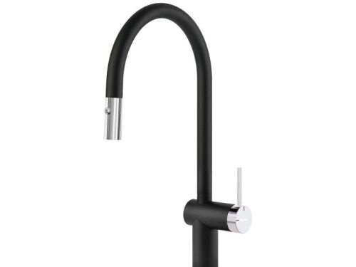 Vòi rửa bát nóng lạnh Konox Resta Black có dây rút