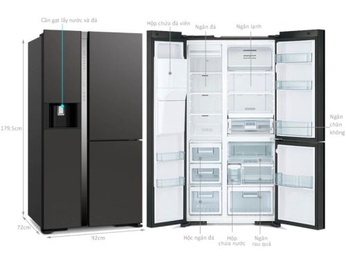 chi tiet tu lanh 3 canh side by side 569 lit hitachi mx800gvgv0 gmg