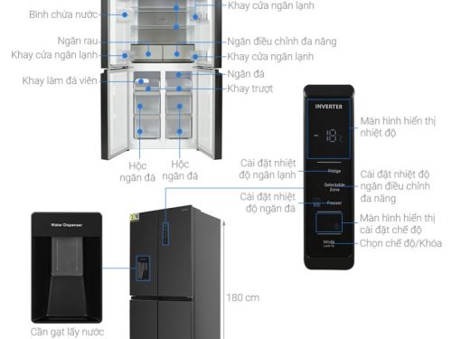 chi tiet tu lanh 4 canh side by side 464 lit hitachi hr4n7520dswdxvn 1