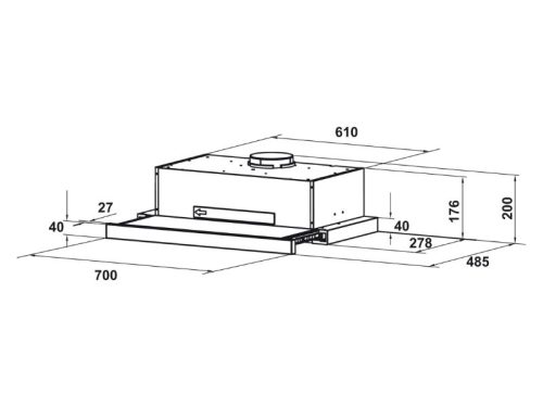 Kích thước máy hút mùi âm tủ Hafele HH-TT70A 533.86.817