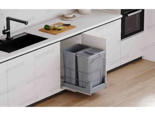 Thùng rác đôi cỡ lớn lắp âm tủ cánh kéo GrandX XW.D40M 3 Ảnh thùng rác đôi cỡ lớn lắp âm tủ cánh kéo GrandX XW.D40M