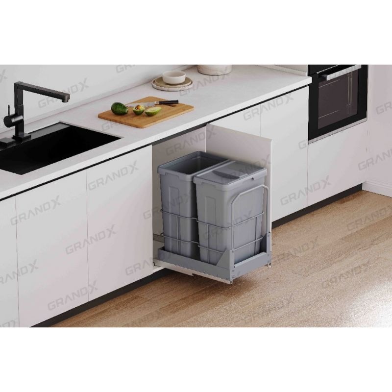 Ảnh thùng rác đôi cỡ lớn lắp âm tủ cánh kéo GrandX XW.D40M Ảnh thùng rác đôi cỡ lớn lắp âm tủ cánh kéo GrandX XW.D40M