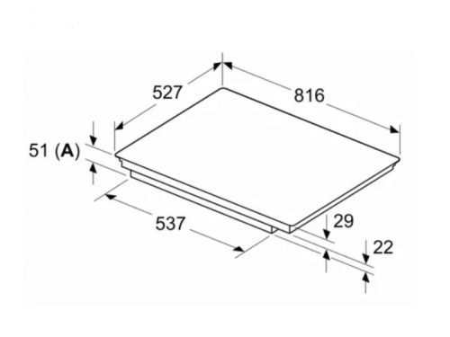 Kích thước bếp từ Bosch 4 vùng nấu PIE875HC1E lắp âm