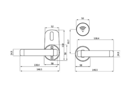 Kích thước khóa cửa khách sạn Hyundai HY-HL03 Black