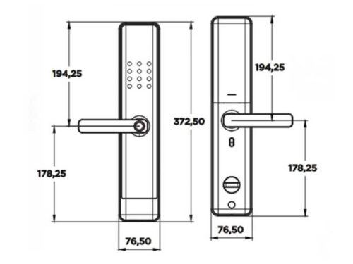 Kích thước khóa điện tử Hyundai HY-SL007 Rose Gold