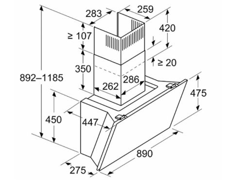 kich thuoc may hut mui ap tuong bosch dwk91lt60 serie 8