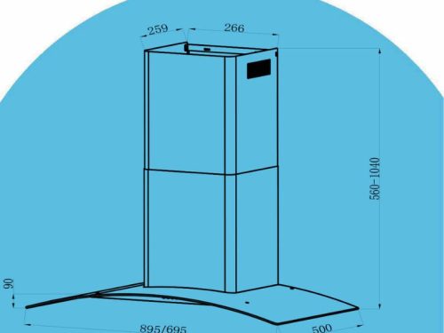 Máy hút mùi kính cong Tomate TOM 3159B‐T9 3 kich thuoc may hut mui kinh cong tomate tom 3159b‐t9