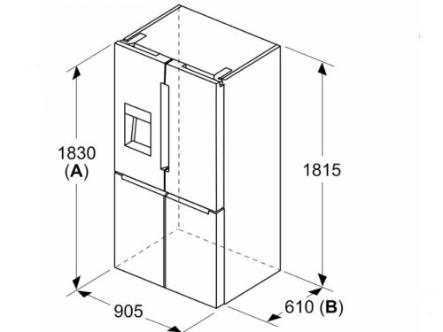 Kích thước tủ lạnh 4 cánh 574 lít Bosch KFI96AXEA