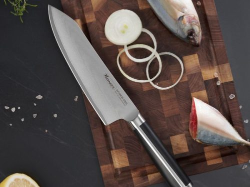 Hình ảnh dao thép Nhật Konox Damascus Eiko Series 7″ Deba Knife