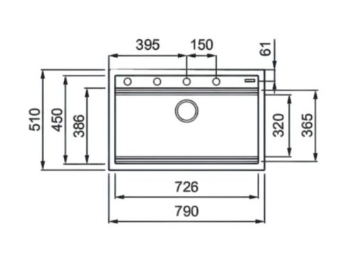 Kích thước chậu rửa bát Konox Terra 790S Grey