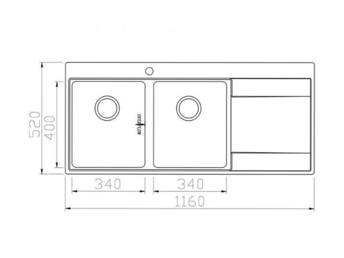 Kích thước chậu rửa bát Konox Unico 11652