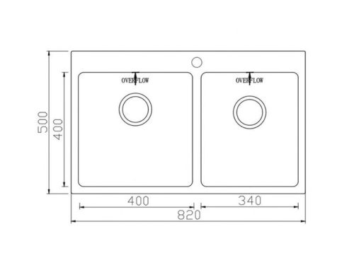 Kích thước chậu rửa bát Konox Unico 8250