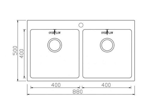 Kích thước chậu rửa bát Konox Unico 8850