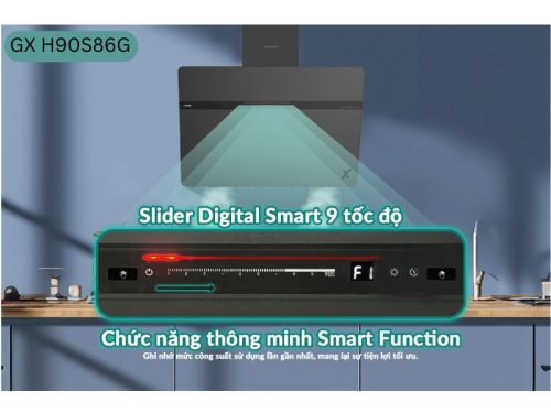Ảnh bảng điều khiển máy hút mùi áp tường Grandx GX H90S86G